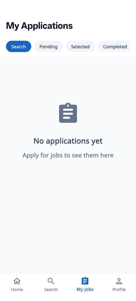 Kaamkaaz My Applications Screen