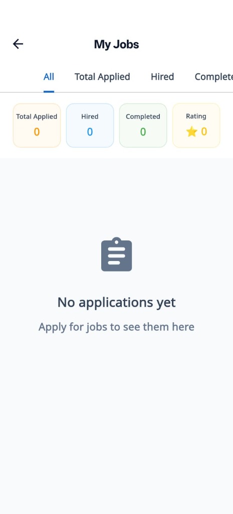 Kaamkaaz My Jobs Screen